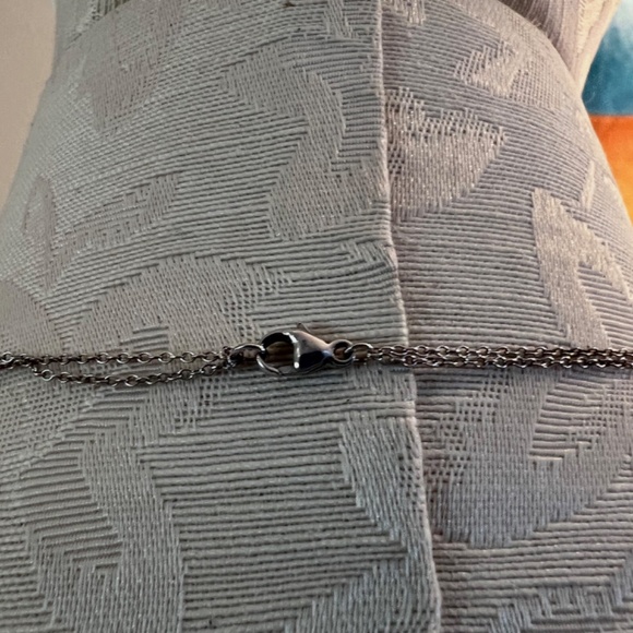 Vintage Layered Sterling Silver Necklace , CZ Double Eternity & Circle of Life - Picture 4 of 12